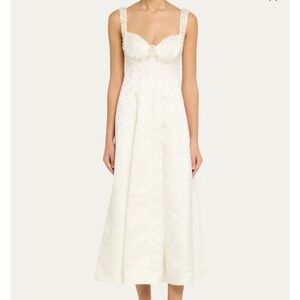Jonathan Simkhai Ivory Lace-Trim Midi Dress